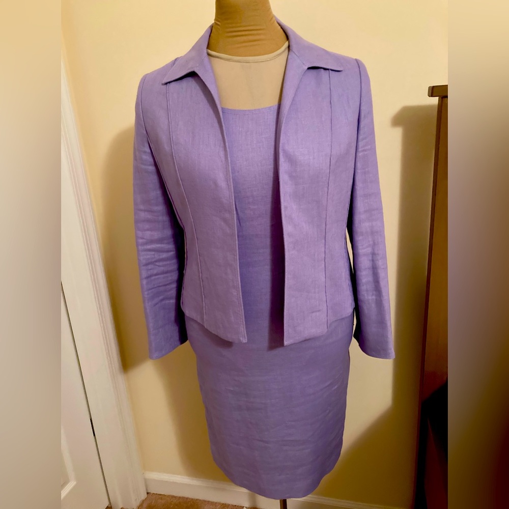 Lavender linen dress suit